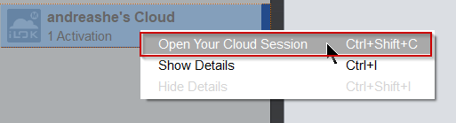 Open your cloud session