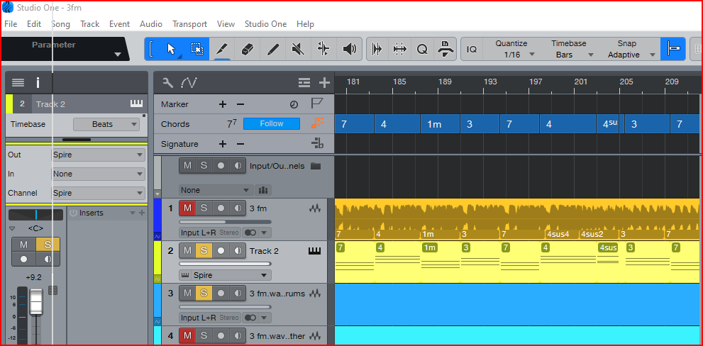 Studio One Roman Numeral in chordtrack